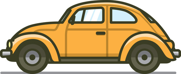 真横の黄色いコンパクトカーのイラスト