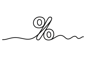 Minimalist single line drawing of a percentage symbol