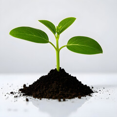 Vibrant green seedling sprouts from rich soil, symbolizing growth, new beginnings, and future success.