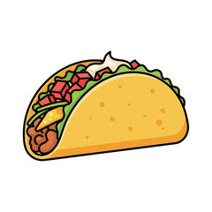 Delicious Cartoon Taco with Various Fresh Ingredients
