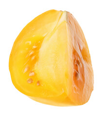 Piece of ripe yellow tomato isolated on white