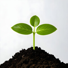 Vibrant green seedling sprouts from rich soil, symbolizing growth, new beginnings, and environmental hope.
