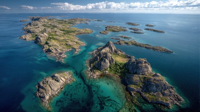 rocky islands ocean aerial view