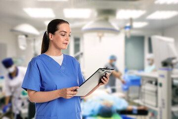 Medical assistant in surgery room. Healthcare worker