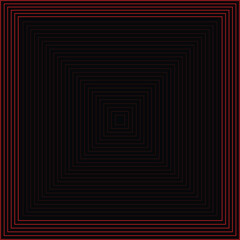 Concentric Squares A Deep Red and Black Composition. Absorption tunnel on a black background
