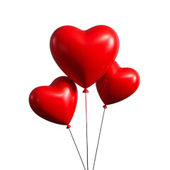 Vibrant red heart balloons float joyfully, perfect for celebrations and expressing love