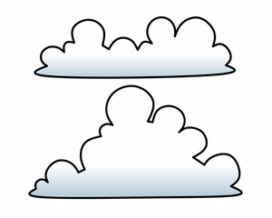 Clouds vector illustration in cartoon style. Flat nature design stock perfect for icon, sticker, poster, weather report.