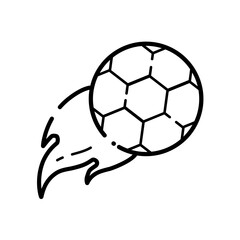 Flying soccer ball - vector icon