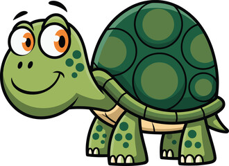 Cartoon turtle vector illustration, cute green reptile, smiling animal character, kids drawing, educational content, wildlife design, children art