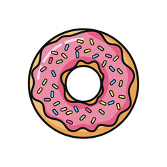 Colorful Donut with Pink Frosting and Sprinkles