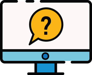 Help Illustration. Online Support, FAQ Question Mark Symbol on Computer Screen Vector.