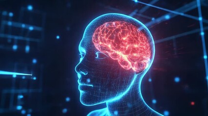 Artificial intelligence processing data in a futuristic human brain - Powered by Adobe