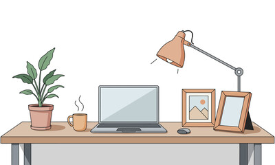 Laptop computer on a desk in an empty office room with a chair, monitor, keyboard, and mouse