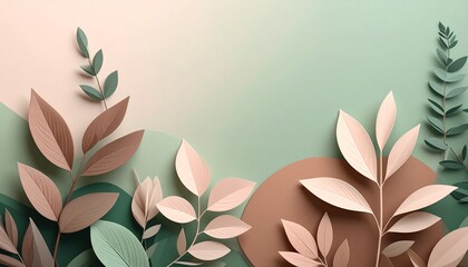 Delicate paper leaves background