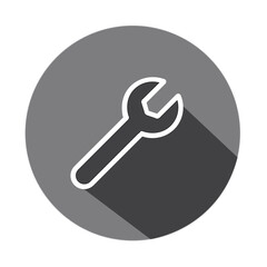 Wrench tool icon in flat design style for repair and settings