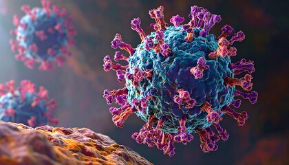 Virus particle microscopic view