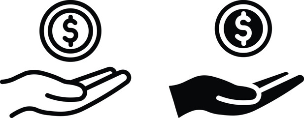Hand Holding Dollar Coin Icon