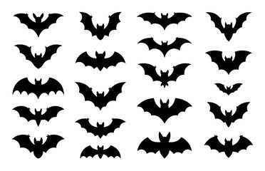 A Collection of Black Bat Silhouettes in Various Poses