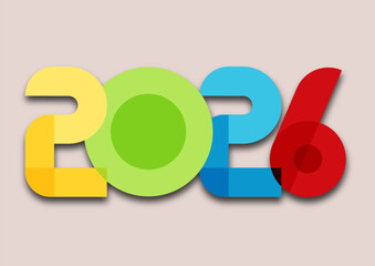 2026 Happy New Year &ndash; Colorful Typography Banner Design