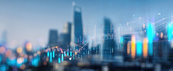 The Financial Data Visualization Over a Futuristic Urban Skyline