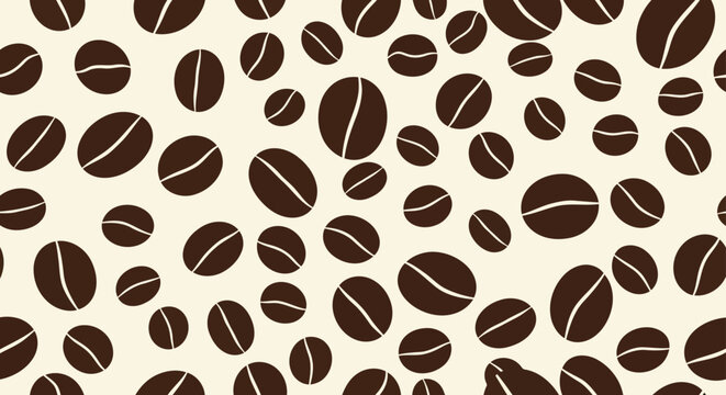Seamless coffee bean pattern background for cafe branding and packaging design vector