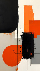 Geometric Abstraction: An artistic composition featuring bold orange and black shapes. This striking design is both modern and classic and provides a powerful aesthetic experience.