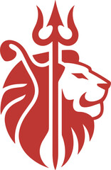 Lion Head with Trident Symbol on Transparent Background Vector Graphic