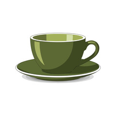 Modern green coffee cup and saucer isolated on for cafe and restaurant branding vector