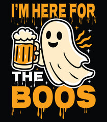 Halloween Ghost Beer Cartoon Illustration

