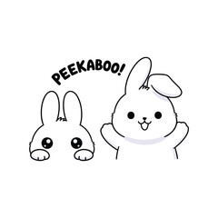 Cute cartoon bunny peekaboo playful joy adorable easter celebration happiness vector