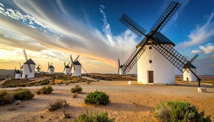 Windmills at Sunset in Spain