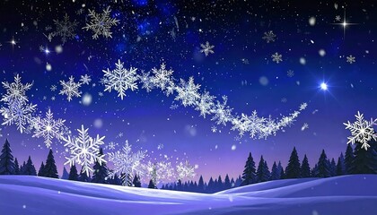 Winter night scene with swirling snowflakes