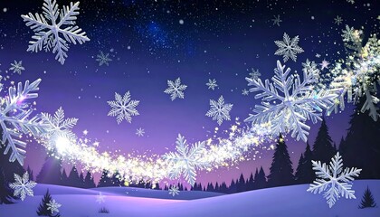 Winter Snowflakes Night Scene