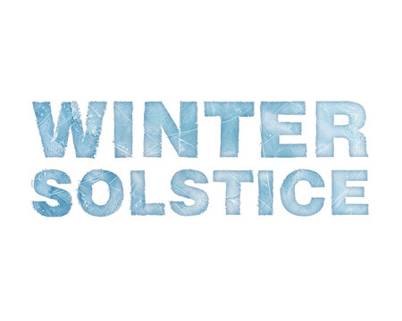 Winter solstice text effect with ice crystal texture design