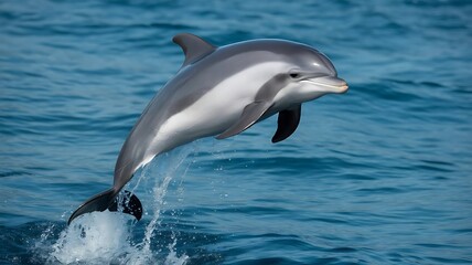 Dolphin leaping out of the water in the ocean on a sunny day