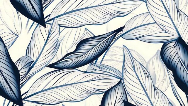 A beautiful blue and white wallpaper featuring leaves