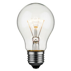 Clear incandescent light bulb isolated on transparent background