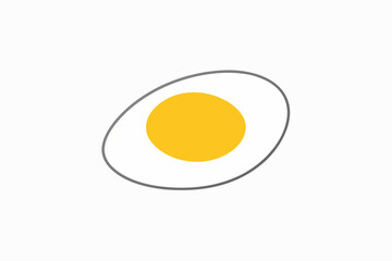 Slice of boil egg on a white background