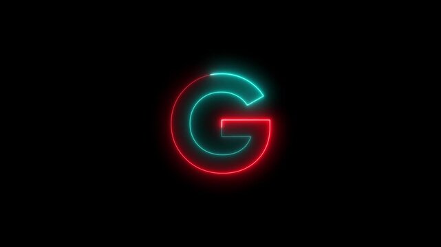 Animated neon letter G. Two-color looping trendy glowing neon alphabet letter G. Educational concept with neon letter
