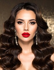 Woman with elegant hairstyle and makeup