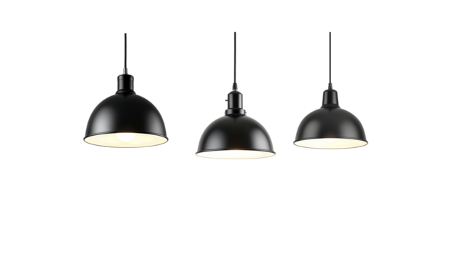 Black pendant lamp on transparent background png
