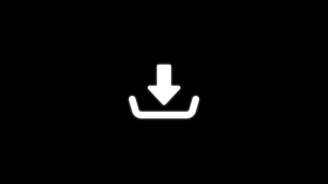 Download icon animation video. Blue animated arrow, cloud, folder, file, document, animated arrow, download button icon, direction arrow icon in black and white background for web, app, and UI design