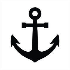 Simple black anchor icon on white background