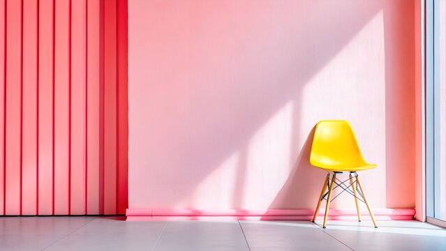 Yellow chair pink wall modern interior