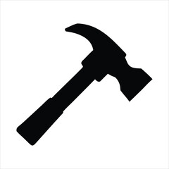 Black silhouette of a claw hammer on a white background