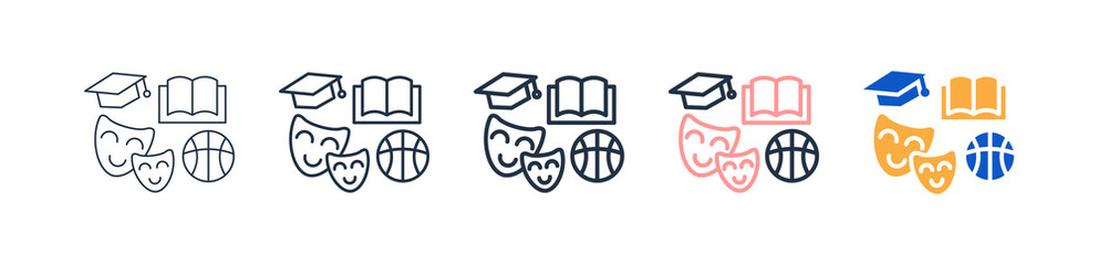 Extracurricular different style icons set vector illustration. 