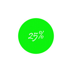 Bright green circle with 25 percent text overlay graphic