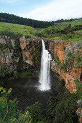 Water fall between the hills