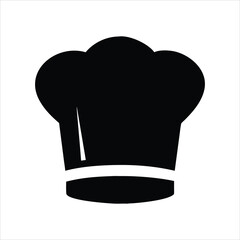 Simple black silhouette of a chef hat on white background