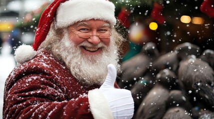 Santa Claus Giving a Thumbs Up A Festive Symbol of Christmas Cheer and Approval
